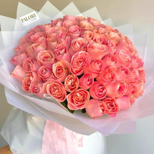 Ramo de 100 rosas rositas